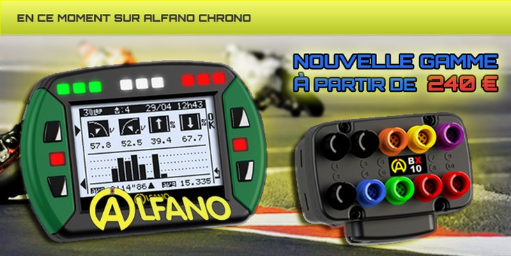 <i>Fun and Race est également revendeur ALFANO. Retrouvez toute la gamme ALFANO et ses accéssoires sur le site www.alfano-chrono.com. Livraison sous 48 h. Cliquez sur cette photo pour accéder au site.</i>